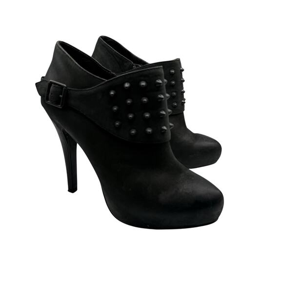 ASH Heels Womens 8.5 Gray Emma Studded Leather Strap Platform Booties Whimsigoth - Picture 1 of 11